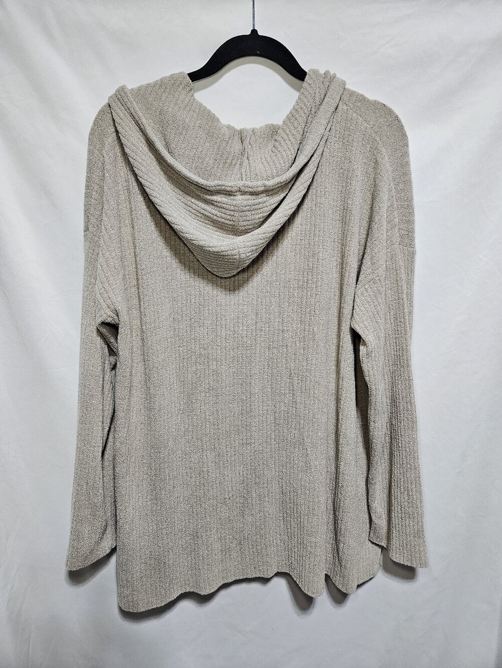 Barefoot Dreams CozyChic Ultra Lite Hooded Pullover Sweater Beige 2X Plus - Picture 4 of 7